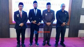 Bupati Karimun, Ing H. Iskandarsyah, Direktur Perumda Tirta Mulia, Ferry Kurniawan, S.H., Wakil Bupati Karimun, Rocky Marciano Bawole, S.Sos., Ketua DPRD Karimun, Raja Rafiza, S.T.