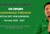 Muhammad Firdaus, Ketua DPC PKB Karimun periode 2026 - 2031.