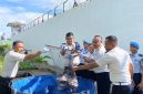 Rutan Karimun sukses menggelar panen raya komoditas ikan lele sebanyak 65 kilogram. Foto: Dok Humas Rutan Karimun.